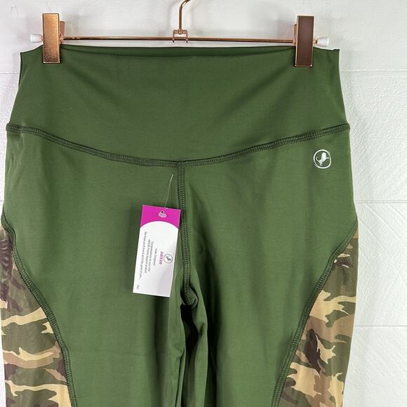 ABS2B Olive Green Camo Mesh Camouflage Butt Enhancer Workout Capris Size Large - Picture 5 of 10